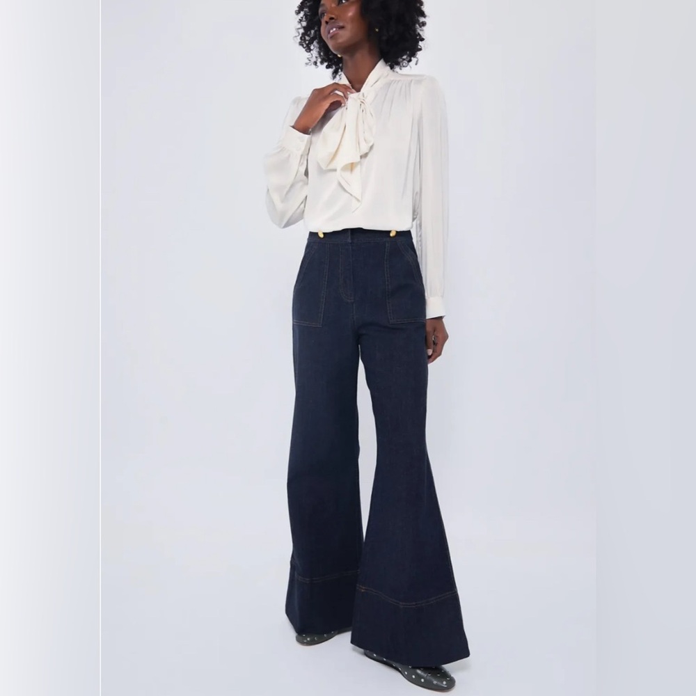 Tuckernuck x India Hicks Dark Denim Palladium Wide Leg Jeans 4
